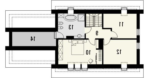 Rzut projektu IDEAL 2G - wersja lustrzana