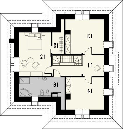 Rzut projektu AMALFI 2 - wersja lustrzana