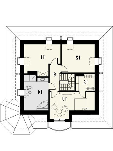 Rzut projektu VIVA 2 - wersja lustrzana