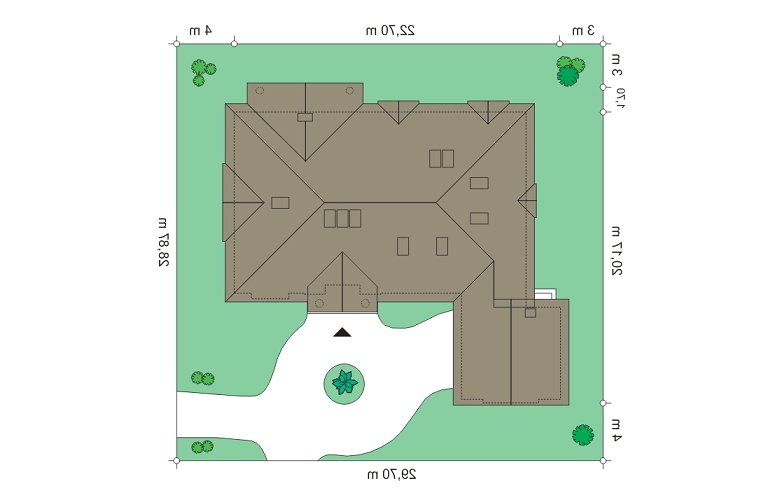 Projekt domu tradycyjnego Rezydencja Parkowa 3 (534) - Usytuowanie - wersja lustrzana