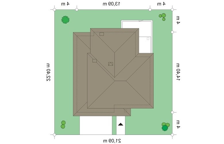 Projekt domu z poddaszem Sydney (581) - Usytuowanie - wersja lustrzana
