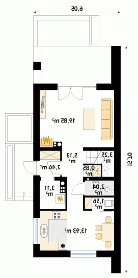 Rzut projektu Dalia - wersja lustrzana