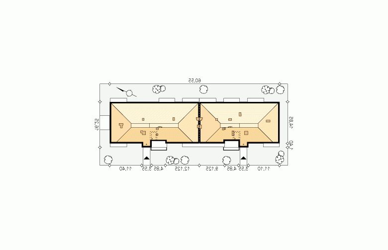 Projekt domu szkieletowego Spokojny - Usytuowanie - wersja lustrzana