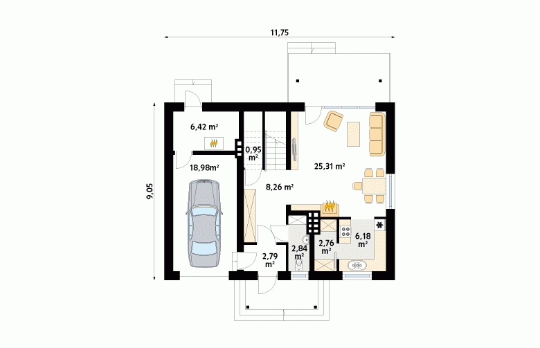 Projekt domu parterowego Agatka 2 - 