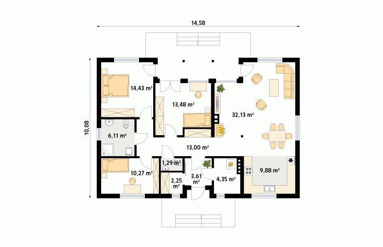 Projekt domu z bala Borówka 5 dr-S - 