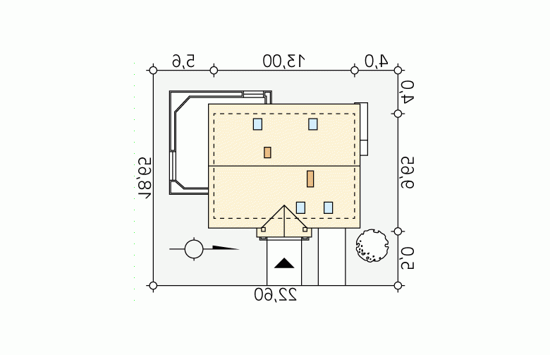 Projekt domu tradycyjnego Orzech 2 - Usytuowanie - wersja lustrzana