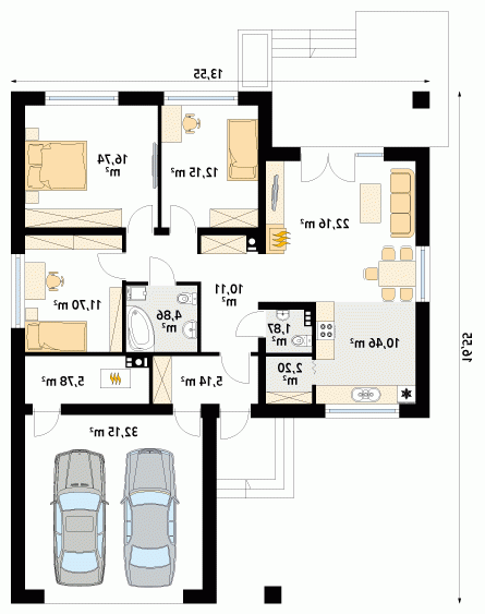 Rzut projektu Kiwi 3 - wersja lustrzana