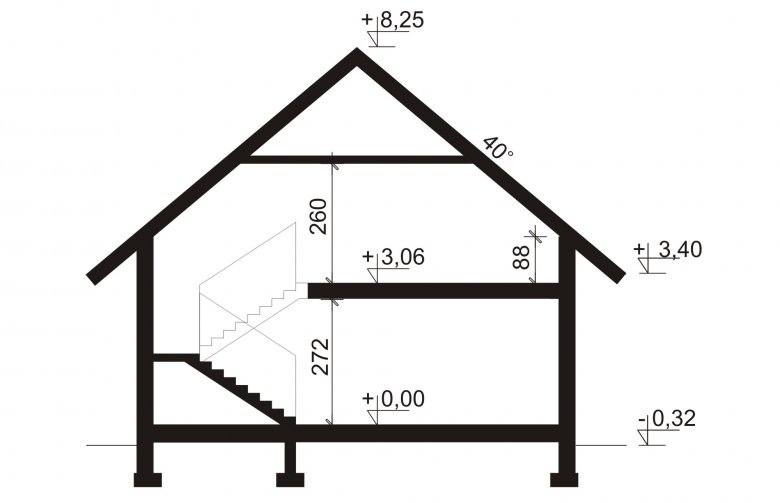 Projekt domu wielorodzinnego Aron 2 PS - przekrój 1