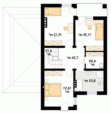 Rzut projektu Pinia 2 - wersja lustrzana