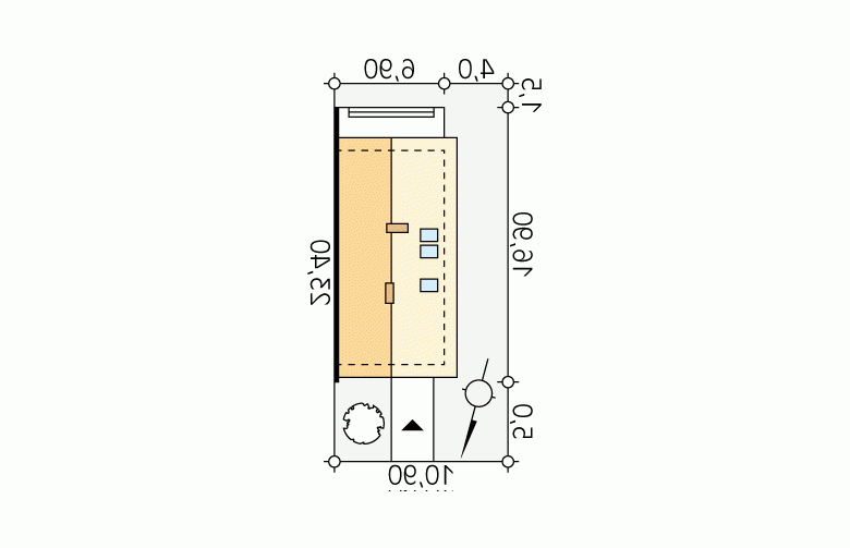 Projekt domu tradycyjnego Koliber 4 - Usytuowanie - wersja lustrzana
