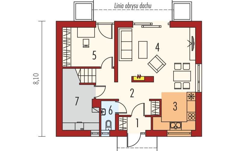 Projekt domu jednorodzinnego E12 II ECONOMIC - parter