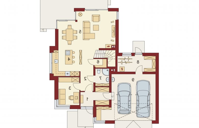 Projekt domu piętrowego Klara 2 PS - rzut parteru