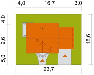 Usytuowanie budynku Agatka z garażem 2G