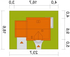 Usytuowanie budynku Agatka z garażem 2G w wersji lustrzanej