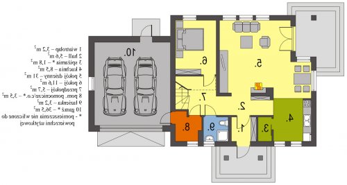 Rzut projektu Agatka z tarasem 2G - wersja lustrzana