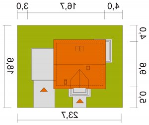 Usytuowanie budynku Agatka z tarasem 2G w wersji lustrzanej