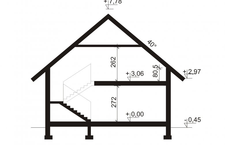 Projekt domu z bala Filomena PS - przekrój 1