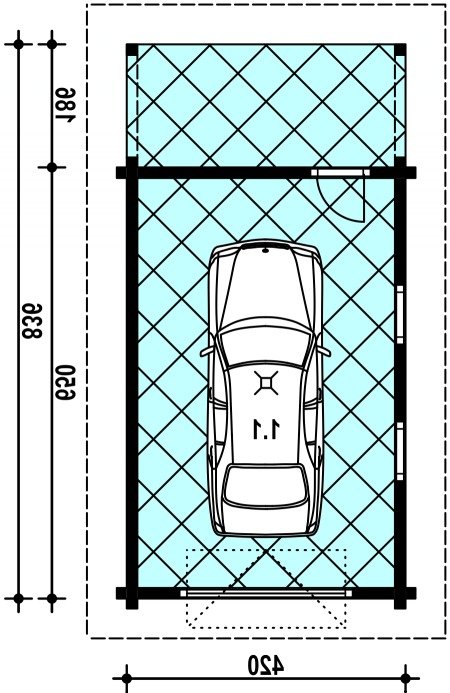 Rzut projektu G-1 Szkielet - wersja lustrzana