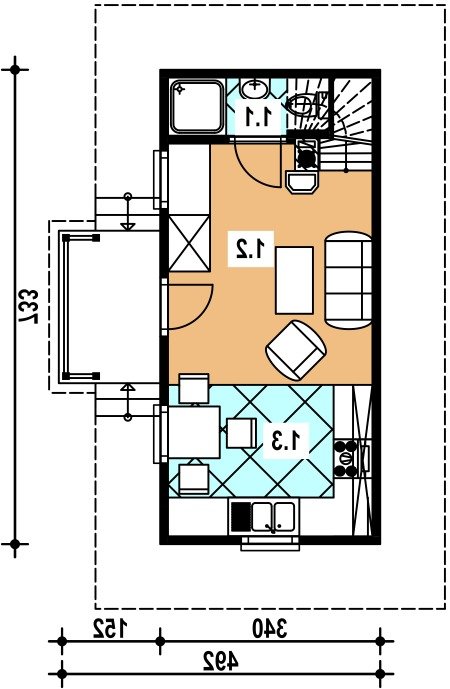 Rzut projektu LEG-1 Bal - wersja lustrzana