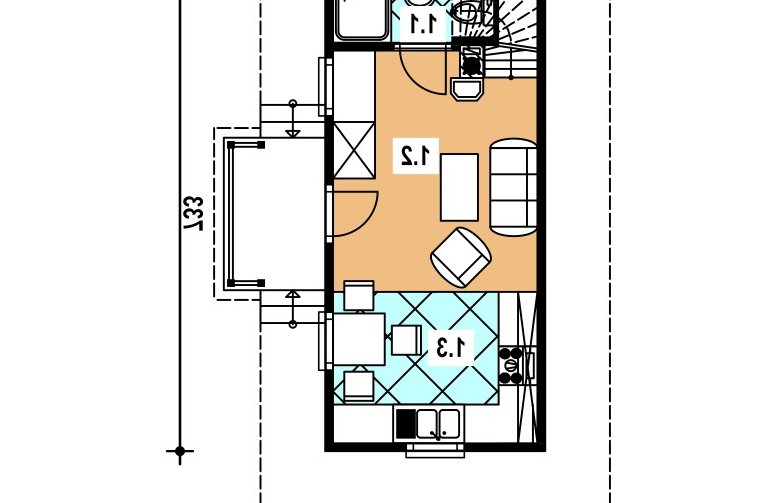 Projekt domu letniskowego LEG-1 Szkielet - 