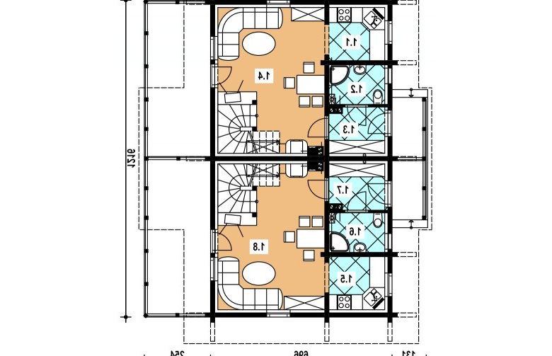 Projekt domu bliźniaczego A-136 Szkielet-BL - 