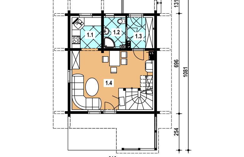 Projekt domu z bala A-136 Bal - 