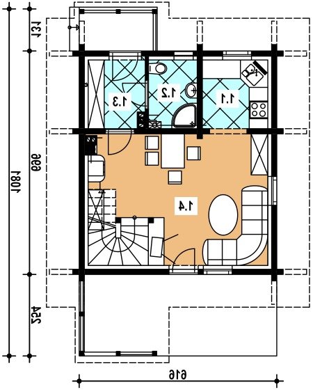 Rzut projektu A-136 Szkielet - wersja lustrzana