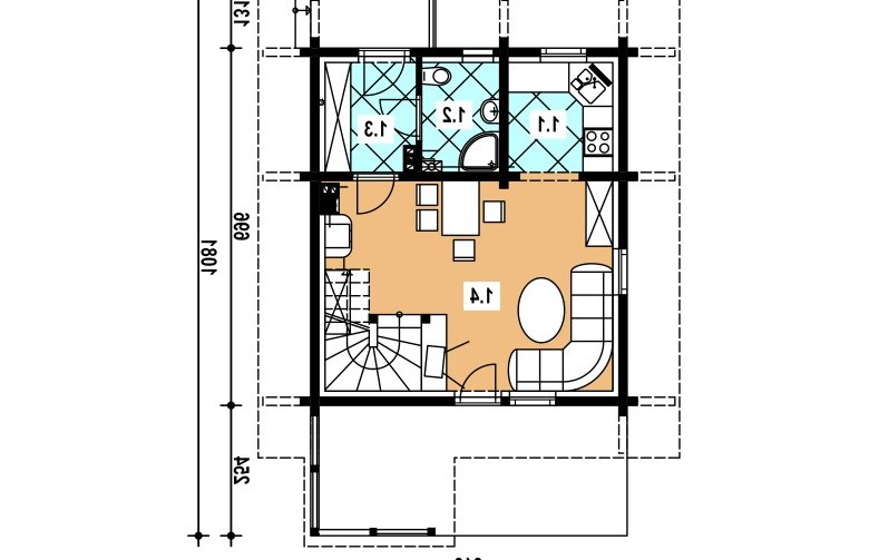 Projekt domu z bala A-136 Szkielet - 