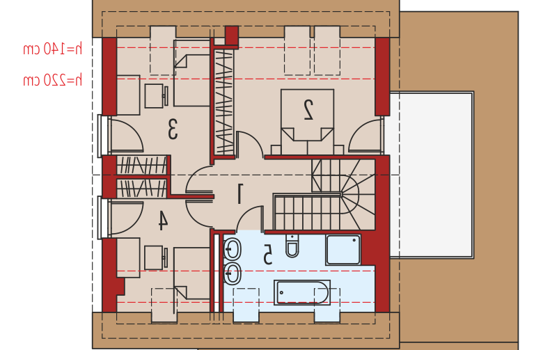 Projekt domu nowoczesnego E14 II G1 MULTI-COMFORT - poddasze