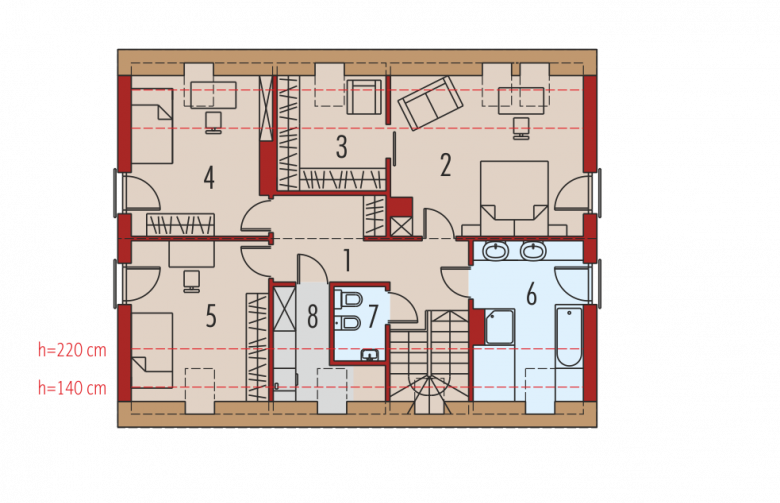 Projekt domu nowoczesnego E4 G1  (wersja A) MULTI-COMFORT - poddasze