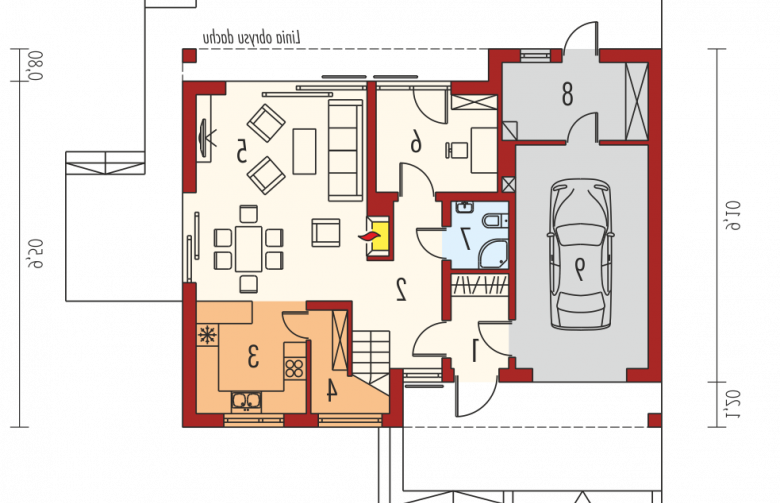 Projekt domu nowoczesnego E4 G1  (wersja A) MULTI-COMFORT - parter