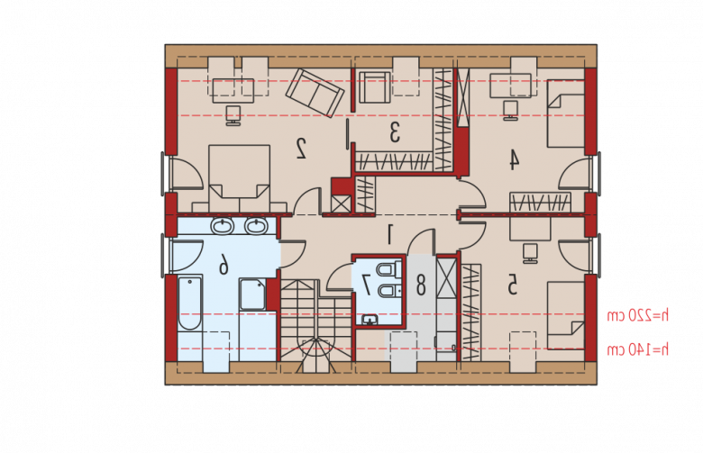 Projekt domu nowoczesnego E4 G1  (wersja A) MULTI-COMFORT - poddasze