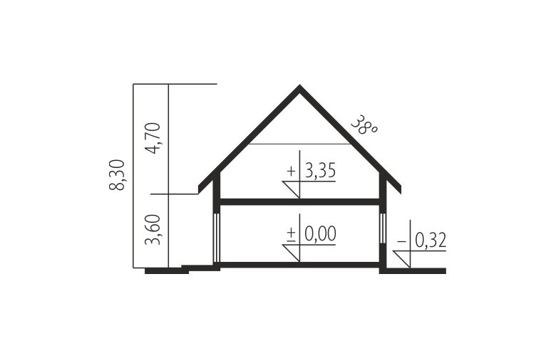 Projekt domu tradycyjnego Edek G2 Mocca - przekrój 1