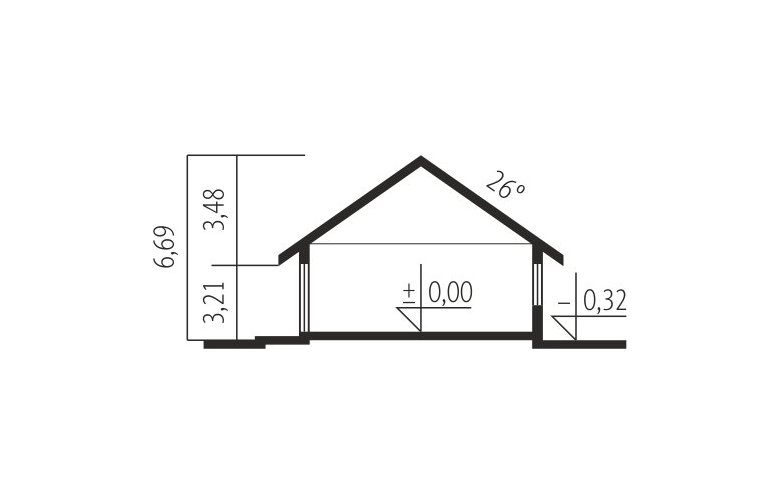 Projekt domu jednorodzinnego Eris G2 (wersja C) MULTI-COMFORT - przekrój 1