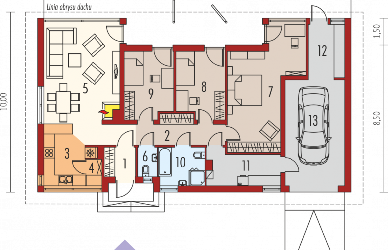 Projekt domu jednorodzinnego Eryk G1 MULTI-COMFORT - parter