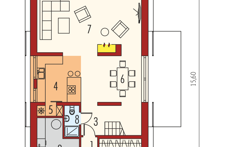 Projekt domu nowoczesnego EX 13 soft - parter