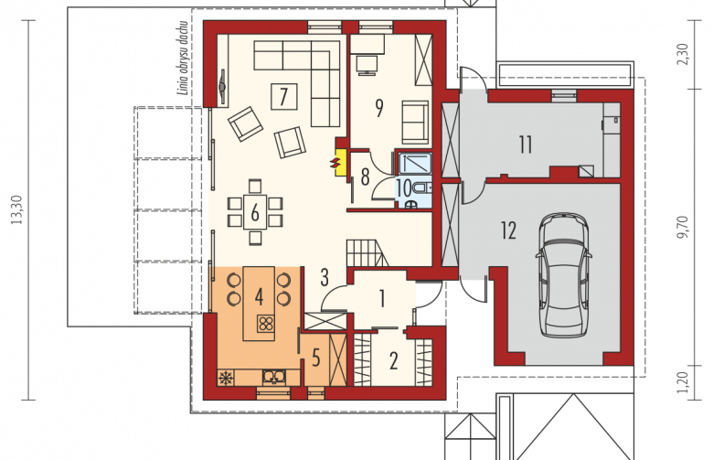 Projekt domu tradycyjnego EX 16 II G1 - parter