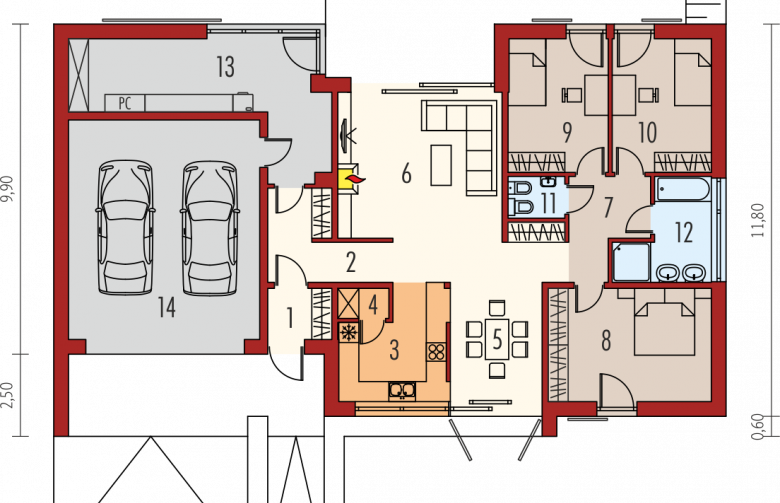 Projekt domu nowoczesnego EX 8 G2 (wersja A) soft - parter