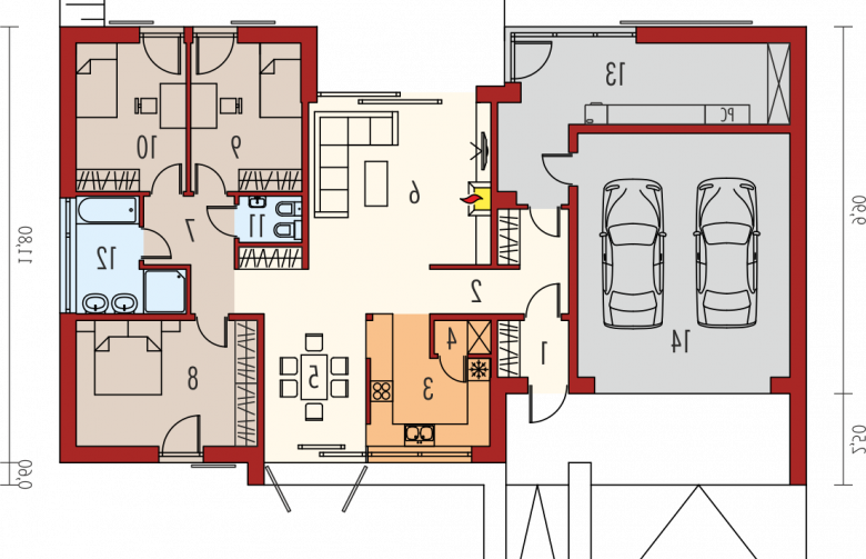 Projekt domu nowoczesnego EX 8 G2 (wersja A) soft - parter