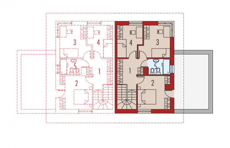 Projekt domu piętrowego Fernando G1 (bliźniak) - piętro i