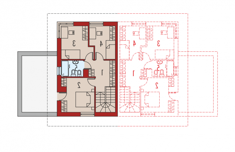 Projekt domu piętrowego Fernando G1 (bliźniak) - piętro i