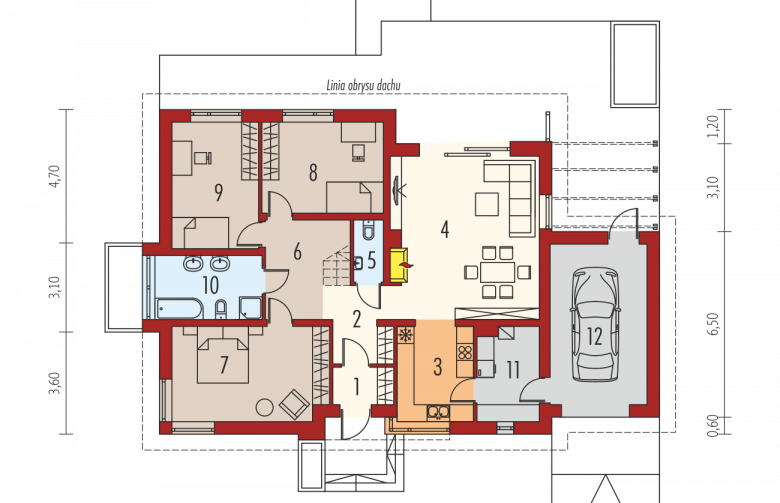 Projekt domu tradycyjnego Flo III G1 - parter