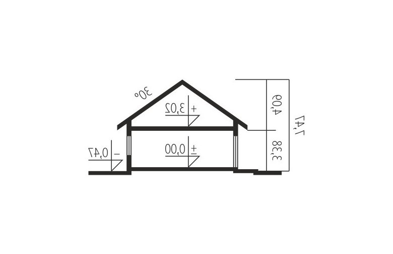 Projekt domu tradycyjnego Flo III G1 - przekrój 1