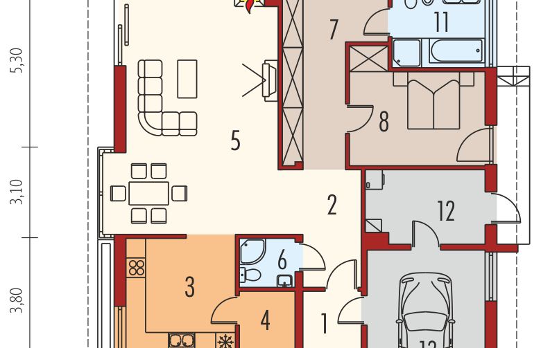 Projekt domu jednorodzinnego Glen II G1 MULTI-COMFORT - parter