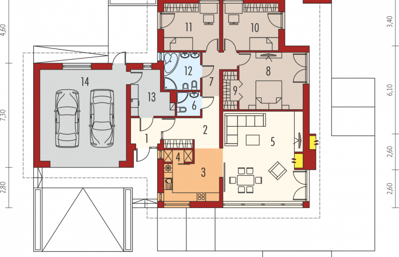 Projekt domu jednorodzinnego India G2 (wersja B) MULTI-COMFORT - parter