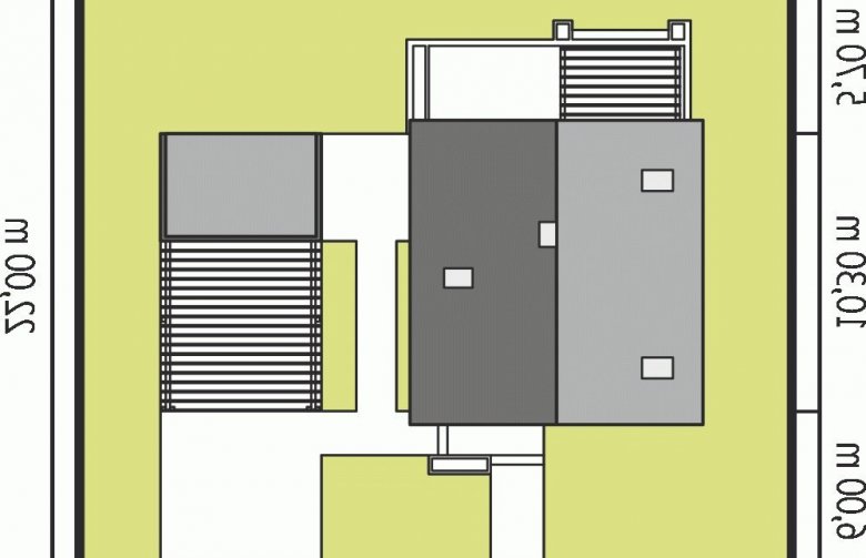 Projekt domu tradycyjnego Julian (z wiatą) szkielet - Usytuowanie - wersja lustrzana