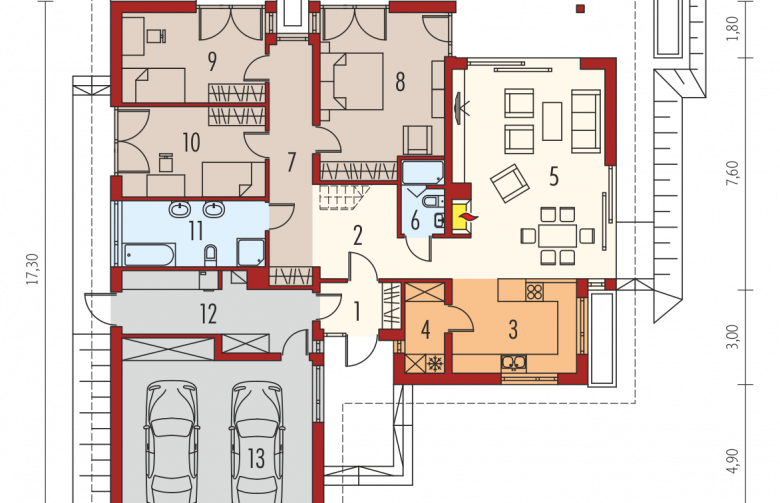 Projekt domu jednorodzinnego Marcel G2 MULTI-COMFORT - parter