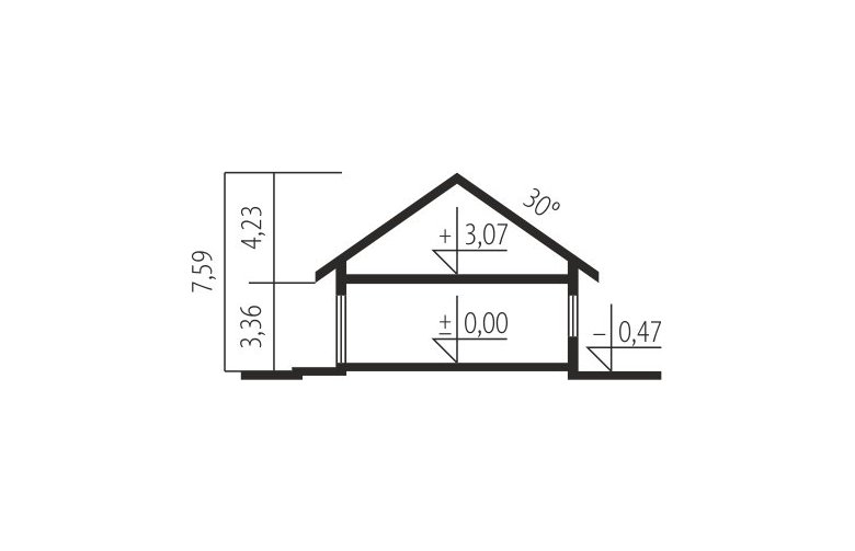 Projekt domu jednorodzinnego Marcel G2 MULTI-COMFORT - przekrój 1