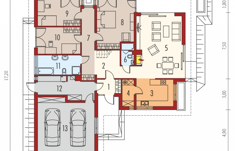 Projekt domu jednorodzinnego Marcel II G2 - parter