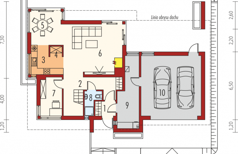 Projekt domu piętrowego Rodrigo II G2 - parter